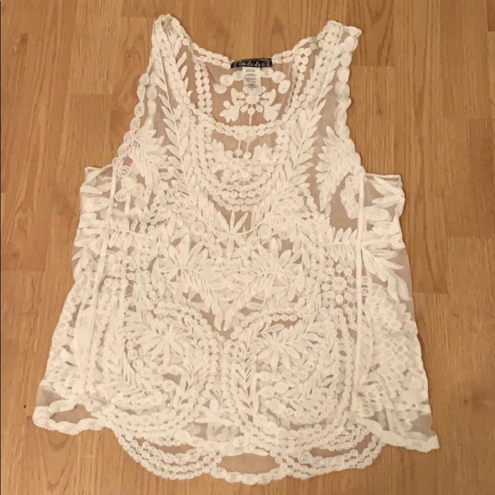 Ooh La La White lace tank top